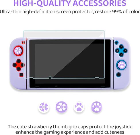 فانبل حزمة حافظة لملحقات نينتندو سويتش، حقيبة حمل لجهاز سويتش وجوي كون مع غطاء واقي ناعم من البولي يوريثين الحراري وواقي شاشة، 4 مقابض ابهام، حزام كتف - ارجواني in Kuwait