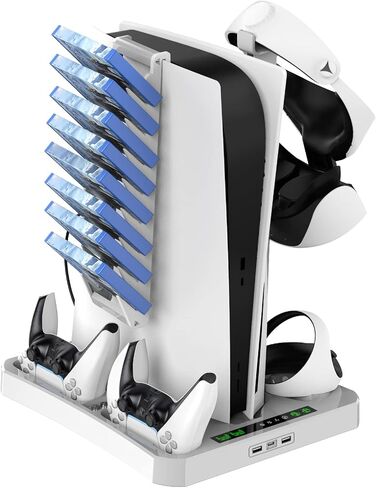 AOLION [5 in 1] PSVR 2 Charging Station with Cooling Fan and PSVR2 Stand, PS VR2 Accessories Included PS5 VR2 Charging Display Stand for Playstation VR2 with Headset and Storage Holder in Kuwait