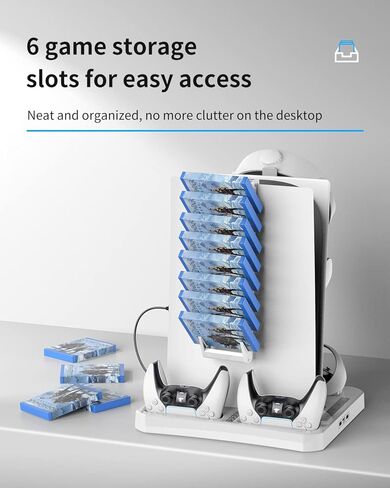 AOLION [5 in 1] PSVR 2 Charging Station with Cooling Fan and PSVR2 Stand, PS VR2 Accessories Included PS5 VR2 Charging Display Stand for Playstation VR2 with Headset and Storage Holder in Kuwait