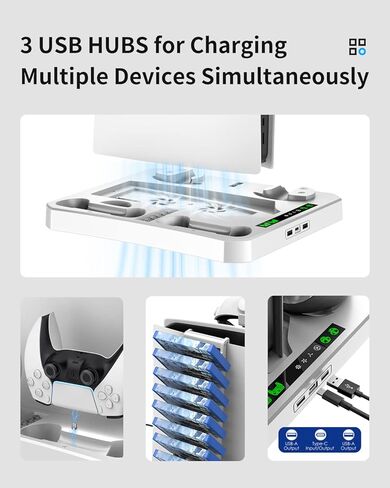 AOLION [5 in 1] PSVR 2 Charging Station with Cooling Fan and PSVR2 Stand, PS VR2 Accessories Included PS5 VR2 Charging Display Stand for Playstation VR2 with Headset and Storage Holder in Kuwait