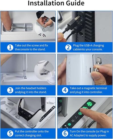 AOLION [5 in 1] PSVR 2 Charging Station with Cooling Fan and PSVR2 Stand, PS VR2 Accessories Included PS5 VR2 Charging Display Stand for Playstation VR2 with Headset and Storage Holder in Kuwait