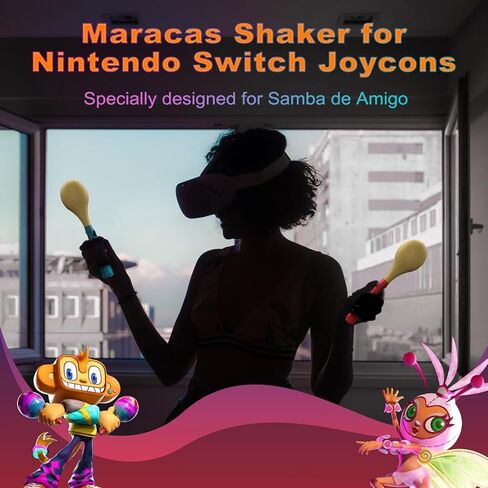 مقابض TiMOVO Maracas لجهاز Nintendo Switch Samba de Amigo، (عبوة من قطعتين) مقابض يد مريحة لاهتزاز Maracas، مقابض متوافقة مع Nintendo Switch OLED Model 2021/Switch Joycon، أحمر وأزرق in Saudi Arabia