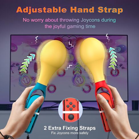 مقابض TiMOVO Maracas لجهاز Nintendo Switch Samba de Amigo، (عبوة من قطعتين) مقابض يد مريحة لاهتزاز Maracas، مقابض متوافقة مع Nintendo Switch OLED Model 2021/Switch Joycon، أحمر وأزرق in Saudi Arabia