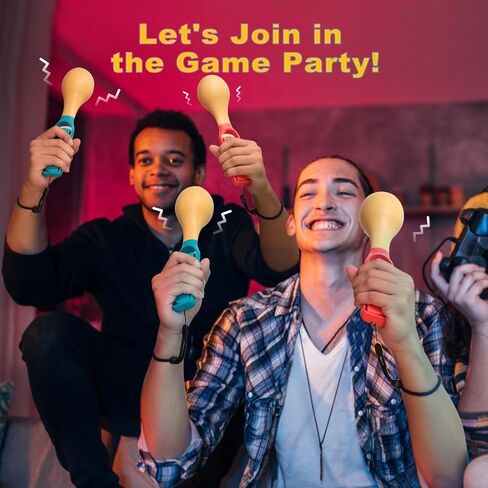 مقابض TiMOVO Maracas لجهاز Nintendo Switch Samba de Amigo، (عبوة من قطعتين) مقابض يد مريحة لاهتزاز Maracas، مقابض متوافقة مع Nintendo Switch OLED Model 2021/Switch Joycon، أحمر وأزرق in Saudi Arabia
