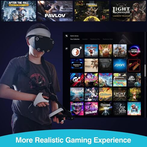 PECOOVR Gunstock المغناطيسي لوحدة تحكم PSVR2، مرفق بندقية بندقية قابل للتعديل مع أشرطة الكتف لملحقات PlayStation VR2، قبضة المسدس تعزز تجربة لعبة الرماية Pavlov Pistolwhip FPS in Kuwait