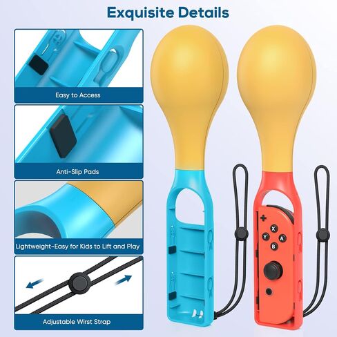 مقابض يد لوحدة تحكم OLED للتبديل/التبديل، مقابض يد لعبة Samba Maracas لـ Samba de Amigo: Party Central، قبضة يد بمطرقة رملية متوافقة مع Nintendo Switch وOLED Joy Cons in Kuwait