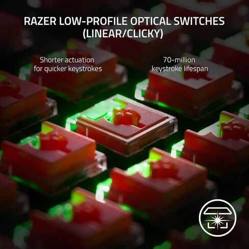 لوحة مفاتيح الألعاب اللاسلكية Razer DeathStalker V2 Pro: مفتاح بصري منخفض المستوى HyperSpeed ​​​​لاسلكي وبلوتوث 5.0-40 ساعة - أغطية مفاتيح مغلفة فائقة المتانة - Chroma RGB (متجدد) in Kuwait