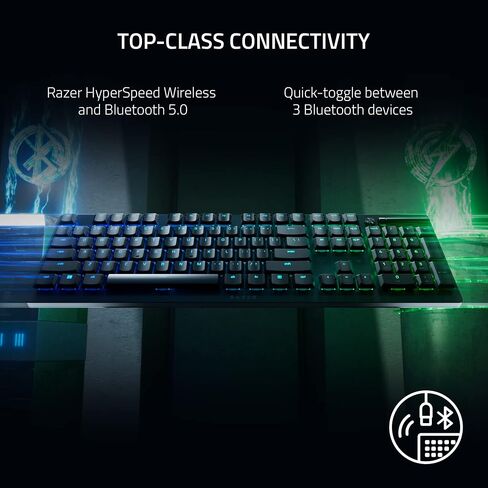 لوحة مفاتيح الألعاب اللاسلكية Razer DeathStalker V2 Pro: مفتاح بصري منخفض المستوى HyperSpeed ​​​​لاسلكي وبلوتوث 5.0-40 ساعة - أغطية مفاتيح مغلفة فائقة المتانة - Chroma RGB (متجدد) in Kuwait
