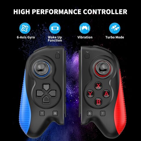 Boconna Wireless Switch Joycon، Joy Cons for Switch Sport، Joycons Pad Pro لدعم التبديل Turbo، الاستيقاظ و 6 محاور، بديل لـ Switch Joy con مع أشرطة المعصم (أسود) in Kuwait