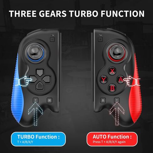 Boconna Wireless Switch Joycon، Joy Cons for Switch Sport، Joycons Pad Pro لدعم التبديل Turbo، الاستيقاظ و 6 محاور، بديل لـ Switch Joy con مع أشرطة المعصم (أسود) in Kuwait