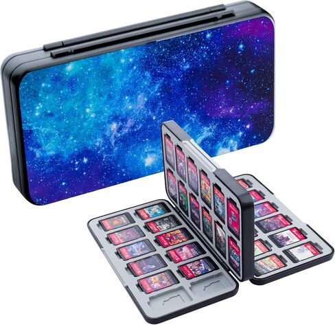 RHOTALL Game Card Case for Nintendo Switch/OLED/Lite/2 , Storage Card Box with 48 Game Cards Cartridge and 24 SD Cards Slots, Switch Games Holder with Magnetic Design - Starry sky in Saudi Arabia