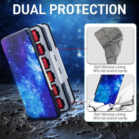 RHOTALL Game Card Case for Nintendo Switch/OLED/Lite/2 , Storage Card Box with 48 Game Cards Cartridge and 24 SD Cards Slots, Switch Games Holder with Magnetic Design - Starry sky in Saudi Arabia
