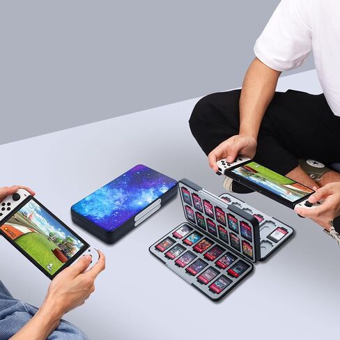 RHOTALL Game Card Case for Nintendo Switch/OLED/Lite/2 , Storage Card Box with 48 Game Cards Cartridge and 24 SD Cards Slots, Switch Games Holder with Magnetic Design - Starry sky in Saudi Arabia