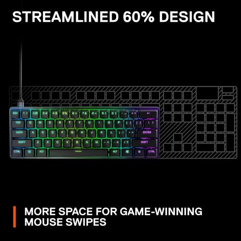 SteelSeries New Apex 9 Mini – HotSwap Optical Mini Keyboard – 60% Compact Design – Optical Switches – RGB Customization – Aluminum Alloy Frame – Double Shot PBT Keycap (Renewed) in Kuwait