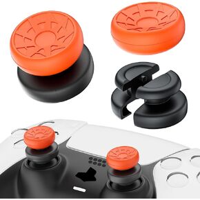 NO FALLING OFF Thumbstick Extender & Silicone Grip Cover 2 Sets for PS5 & PS4 Controller (Turbo Red)