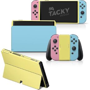 Tacky Design Classic Skin Compatible with Nintendo Switch OLED Skin Wrap Cover, Blue Color Blocking Skin for Nintendo Switch OLED Stickers, Premium Vinyl 3M Full Wrap Decal in Saudi Arabia