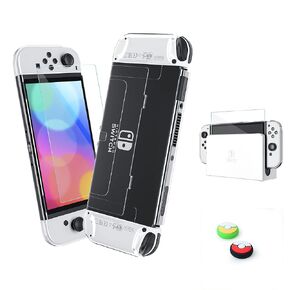 حافظة Innoc Switch OLED حافظة شفافة قابلة للإرساء وغطاء حماية مضاد للصدمات لجهاز Nintendo Switch OLED موديل 2021 مع واقي شاشة وأغطية إبهام، وقبضة مريحة in Kuwait