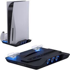Mcbazel Cooling Fan and Dual Controller Charger Station for PS5 Console, Cooler Station and Charging Dock with Extra USB Ports for PlayStation 5 UHD and Digital Edition – Black (NOT for PS5 Slim)