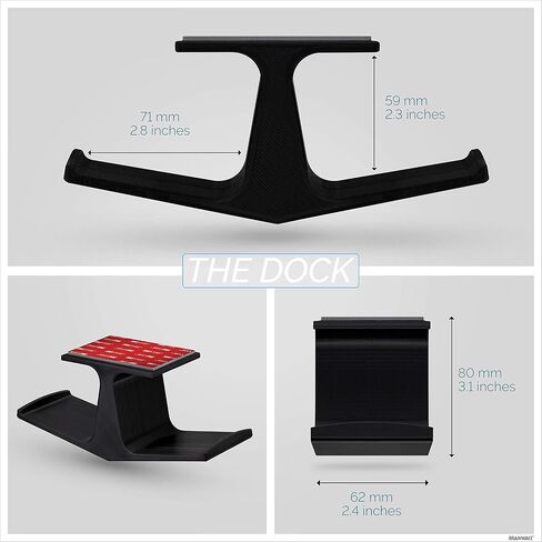 BRAINWAVZ [EOL] The Dock - حامل وحدة تحكم الألعاب المزدوجة أسفل حامل المكتب لأجهزة Xbox Series X وOne وPS5 وPS4 وSwitch وStreelseries ولوحة ألعاب الكمبيوتر والمزيد، بدون براغي، سهل التركيب، أسود [EOL] in Saudi Arabia