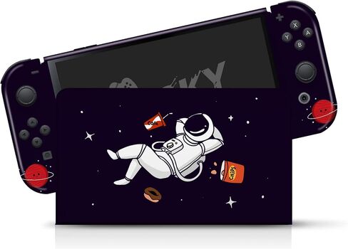 TACKY DESIGN Astronaut Skin Compatible with Nintendo Switch OLED Skin - Purple Vinyl 3M Nintendo Switch OLED Stickers Set - Cute Switch OLED Skin for Console, Dock, Joy Con Wrap - Decal Full Wrap in Saudi Arabia
