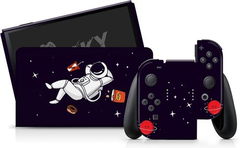 TACKY DESIGN Astronaut Skin Compatible with Nintendo Switch OLED Skin - Purple Vinyl 3M Nintendo Switch OLED Stickers Set - Cute Switch OLED Skin for Console, Dock, Joy Con Wrap - Decal Full Wrap in Saudi Arabia