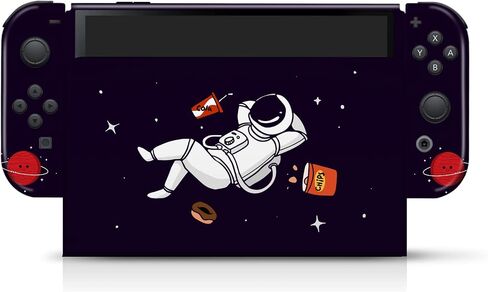 TACKY DESIGN Astronaut Skin Compatible with Nintendo Switch OLED Skin - Purple Vinyl 3M Nintendo Switch OLED Stickers Set - Cute Switch OLED Skin for Console, Dock, Joy Con Wrap - Decal Full Wrap in Saudi Arabia