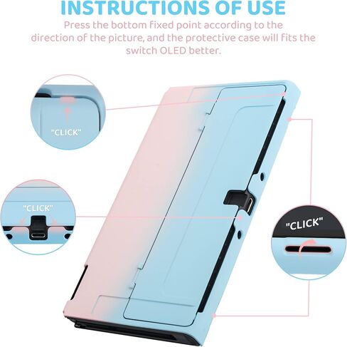 FANPL for Nintendo Switch OLED Case, Dockable Protective Case Cover for Switch OLED and Joy Con Controller with 2 Cat Paw Thumb Grips (Pink & Purple) in Kuwait