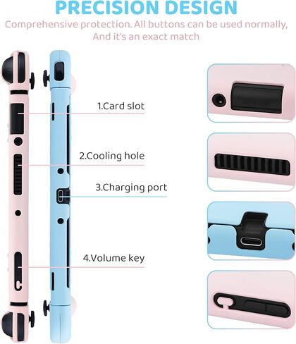 FANPL for Nintendo Switch OLED Case, Dockable Protective Case Cover for Switch OLED and Joy Con Controller with 2 Cat Paw Thumb Grips (Pink & Purple) in Kuwait