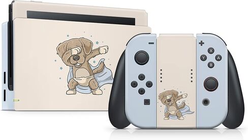 TACKY DESIGN Cute Dog Skin Compatible with Nintendo Switch, Kawaii Blue Switch Skin, Vinyl 3m Sticker, Full wrap Cover in Saudi Arabia