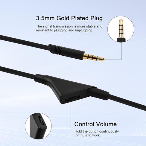 كابل سماعة رأس بديل A40 TR مع التحكم في مستوى الصوت متوافق مع سماعات الألعاب Astro A10 A40 A40tr A50، يعمل لجهاز Xbox One Play Station 4 PS5 (6.6 قدم) in Kuwait