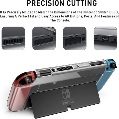 حافظة Innoc Switch OLED حافظة شفافة قابلة للإرساء وغطاء حماية مضاد للصدمات لجهاز Nintendo Switch OLED موديل 2021 مع واقي شاشة وأغطية إبهام، وقبضة مريحة in Kuwait