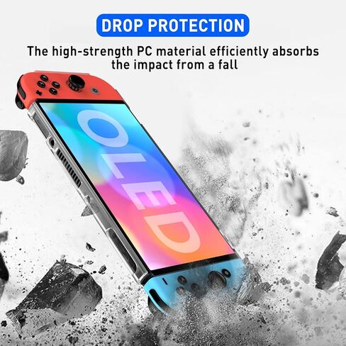 حافظة Innoc Switch OLED حافظة شفافة قابلة للإرساء وغطاء حماية مضاد للصدمات لجهاز Nintendo Switch OLED موديل 2021 مع واقي شاشة وأغطية إبهام، وقبضة مريحة in Kuwait