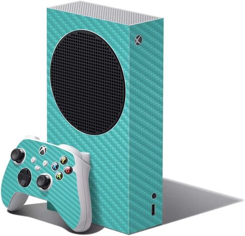 MightySkins Carbon Fiber Skin Compatible with XBOX Series S Bundle - Solid Baby Blue | Protective, Durable Textured Carbon Fiber Finish | Easy to Apply | Made in The USA in Saudi Arabia
