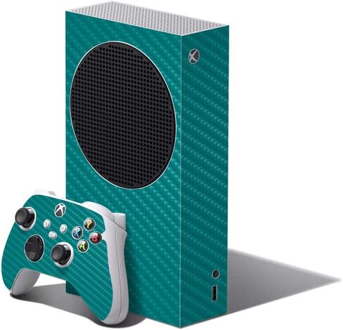 MightySkins Carbon Fiber Skin Compatible with XBOX Series S Bundle - Solid Baby Blue | Protective, Durable Textured Carbon Fiber Finish | Easy to Apply | Made in The USA in Saudi Arabia