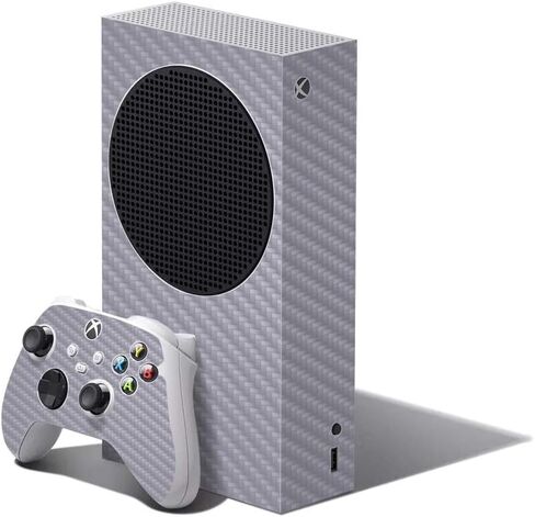 MightySkins Carbon Fiber Skin Compatible with XBOX Series S Bundle - Solid Baby Blue | Protective, Durable Textured Carbon Fiber Finish | Easy to Apply | Made in The USA in Saudi Arabia