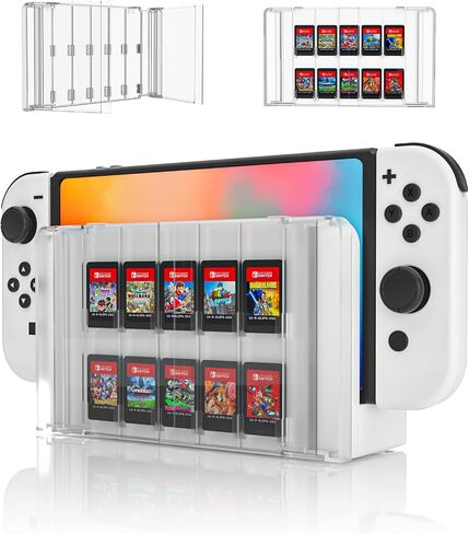 حافظة بطاقة لعب ممتازة لـ Switch OLED، علبة بطاقة التبديل خرطوشة عرض بطاقة اللعب صندوق خزانة ، حامل خرطوشة لعب شفاف كريستالي مناسب لمحطة شحن أو ليد (10 فتحات) in Saudi Arabia