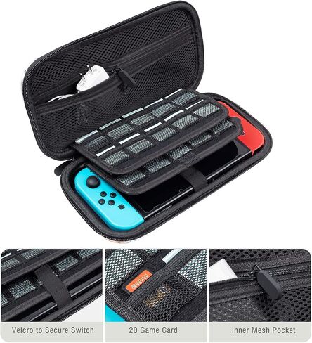 حافظة Vimorco Carry لجهاز Nintendo Switch، حافظة Switch OLED Model(2021)، حقيبة سفر محمولة مقاومة للصدمات مع 16 فتحة لبطاقة الألعاب لجهاز Nintendo Switch (رخام وردي) in Saudi Arabia