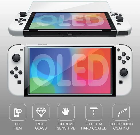 مجموعة ملحقات غطاء حافظة omarando TPU لجهاز Nintendo Switch (طراز OLED)، وحقيبة كتف للتبديل، مع واقي شاشة من الزجاج المقسى، وأغطية قبضة الإبهام. حافظة بطاقات الألعاب (بنفسجي شفاف) in Kuwait