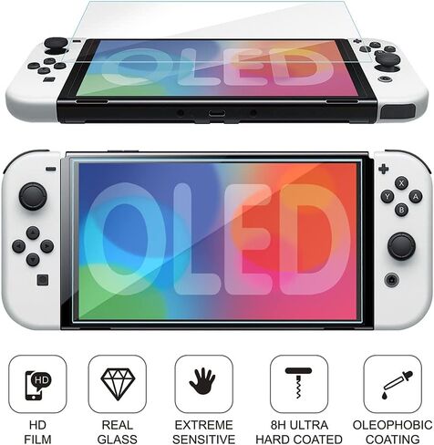 مجموعة ملحقات غطاء حافظة omarando TPU لجهاز Nintendo Switch (طراز OLED)، وحقيبة كتف للتبديل، مع واقي شاشة من الزجاج المقسى، وأغطية قبضة الإبهام. حافظة بطاقات الألعاب (بنفسجي شفاف) in Kuwait