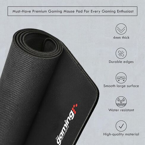 GMC Deluxe Pro Black X1 Professional Gaming Mouse Pad - Extended Keyboard Mouse Mat with Stitched Edges - Non Slip, Waterproof, Rubber Base Desk Mat (35" x 17" x 0.16") in Kuwait