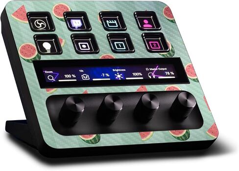 جلد MightySkins من ألياف الكربون متوافق مع Elgato Stream Deck + رقعة البطيخ | لمسة نهائية واقية ومتينة من ألياف الكربون | سهلة التطبيق in Saudi Arabia