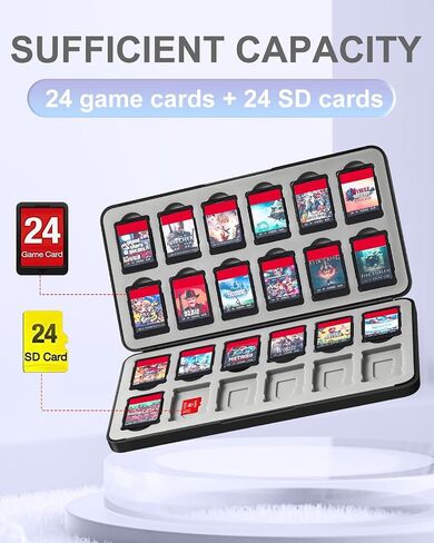 Ayochan for Nintendo Switch Game Case Boys Teens Card Cartridge Box Classic Black Game Storage with 24 Game Card Slots and 24 Micro SD Card Slots for Nintendo Switch/ Lite/ OLED Game Holder in Saudi Arabia