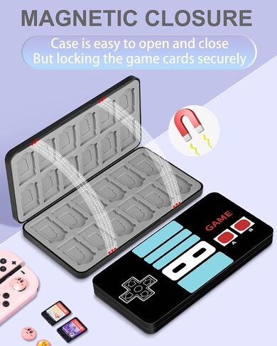 Ayochan for Nintendo Switch Game Case Boys Teens Card Cartridge Box Classic Black Game Storage with 24 Game Card Slots and 24 Micro SD Card Slots for Nintendo Switch/ Lite/ OLED Game Holder in Saudi Arabia