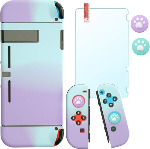 Switch Protective Case, Switch Hard Cover Case with Tempered Glass Screen Protector and Soft Thumb Grips - Blue White in Saudi Arabia