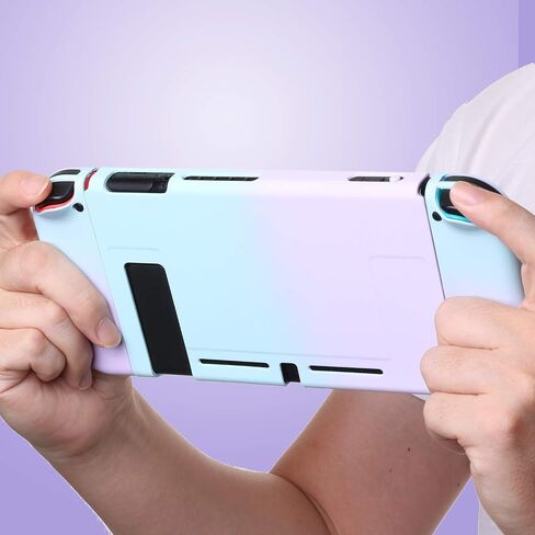 Switch Protective Case, Switch Hard Cover Case with Tempered Glass Screen Protector and Soft Thumb Grips - Blue White in Saudi Arabia