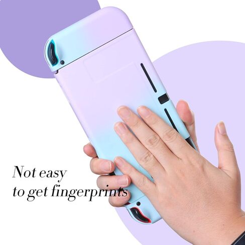 Switch Protective Case, Switch Hard Cover Case with Tempered Glass Screen Protector and Soft Thumb Grips - Blue White in Saudi Arabia