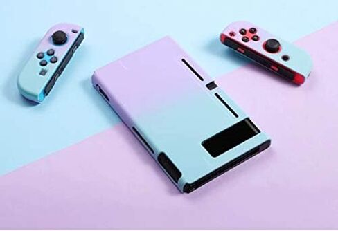 Switch Protective Case, Switch Hard Cover Case with Tempered Glass Screen Protector and Soft Thumb Grips - Blue White in Saudi Arabia