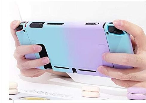 Switch Protective Case, Switch Hard Cover Case with Tempered Glass Screen Protector and Soft Thumb Grips - Blue White in Saudi Arabia