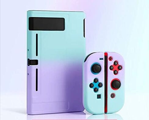 Switch Protective Case, Switch Hard Cover Case with Tempered Glass Screen Protector and Soft Thumb Grips - Blue White in Saudi Arabia