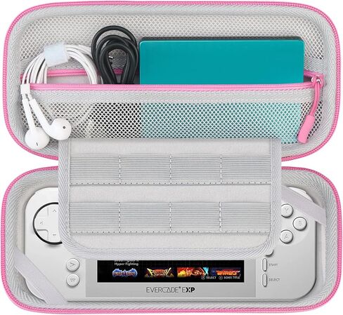 BOVKE Hard Storage Case for Blaze Evercade EXP Handheld, Extra Mesh Pocket for Evercade EXP Console Charging Cable, Cartridges and Other Accessories, Pink in Saudi Arabia